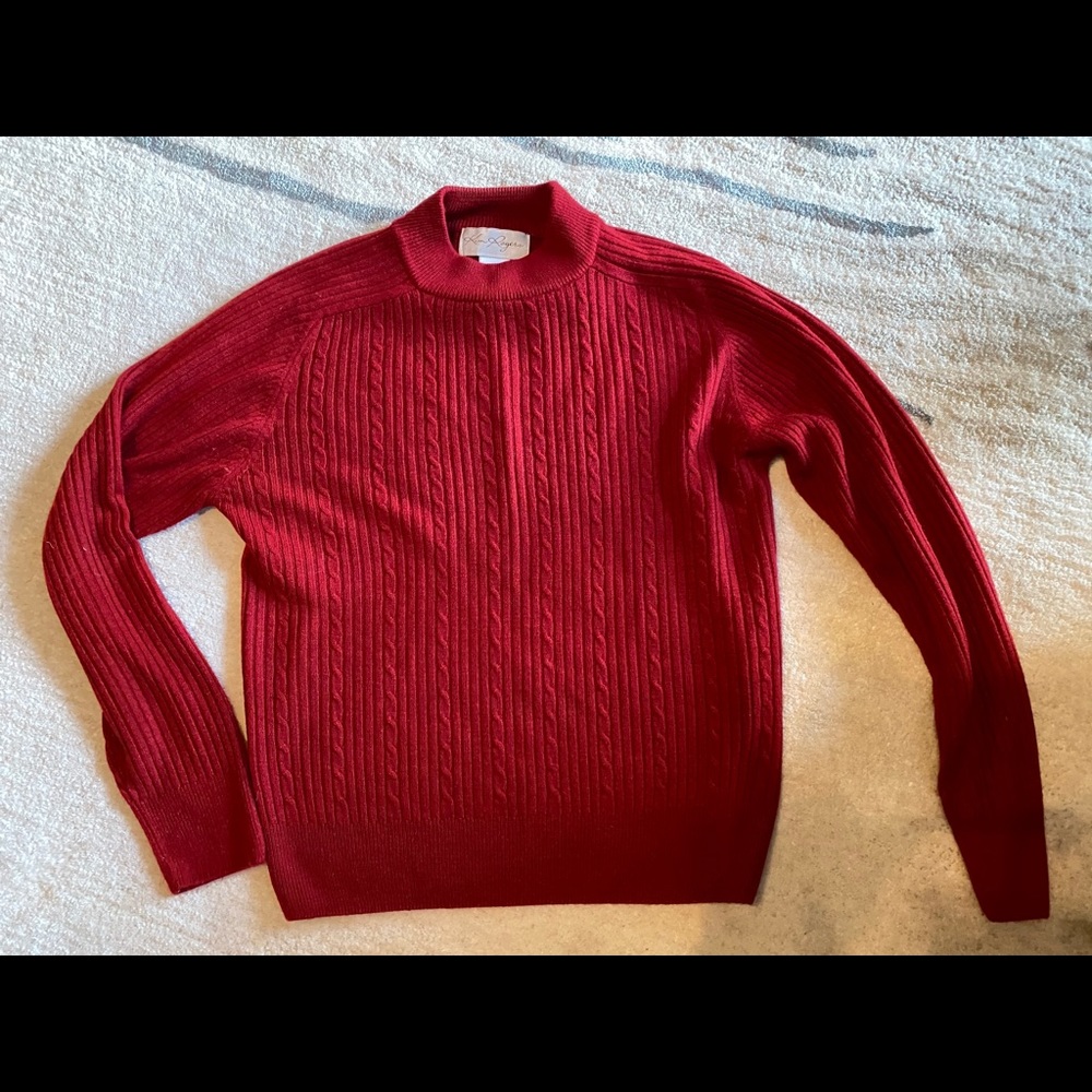 Red cowl neck sweater